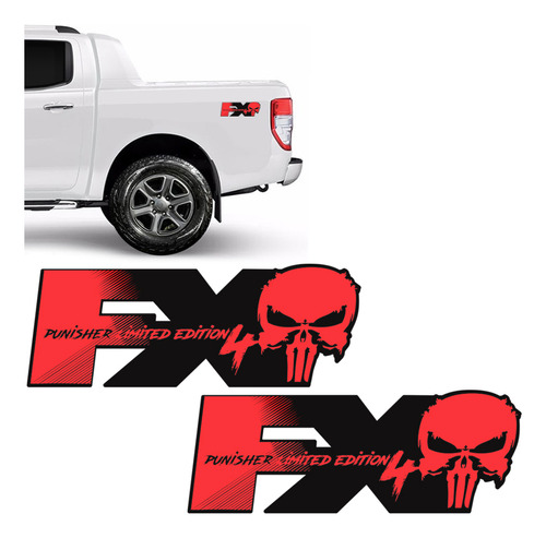 Par Adesivos Fx4 Punisher Limited Edition Emblema Lateral