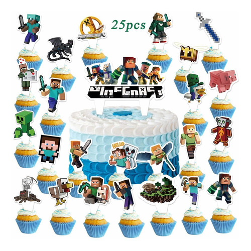Video Game Cake Toppers 25pcs Game Toys Cupcake Toppers For 