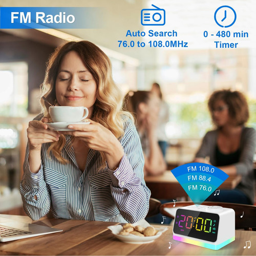 Reloj Despertador Digital Con Radio Fm Y Luz Nocturna De 8 C