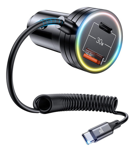 Cargador De Coche Mini Usb De 60 W Con Cable Rápido Tipo C D