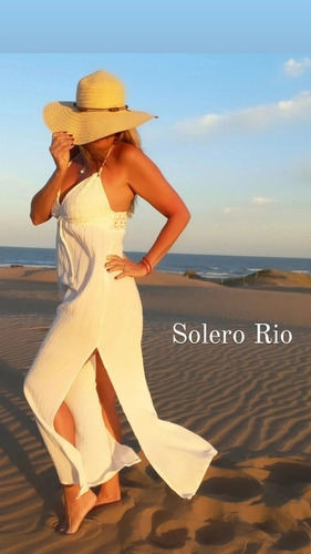 Imagen 6 de 10 de Solero Maxi Largo En Bambula Rústica Detalle Broderie-rio