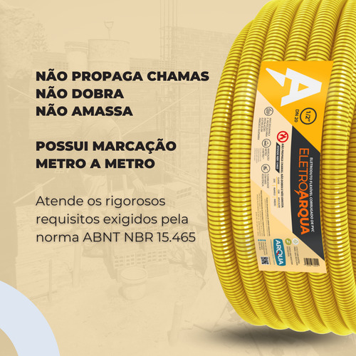 Eletroduto Flexível Corrugado Amarelo 3/4 25mm 50 metros