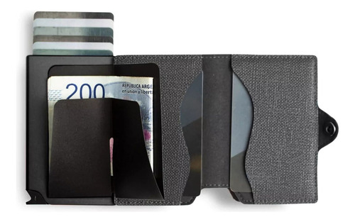 Billetera Walla Wallets Rfid - Stone Black Negra - Calidad Color Negro Diseño De La Tela Tramado Tipo Stone