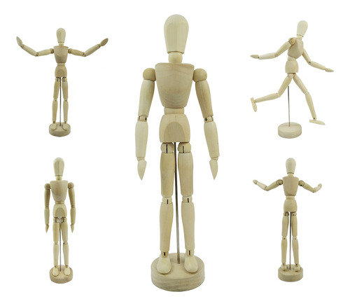 Boneco Articulado Manequim Em Madeira 30cm  Moda Arte Mangá
