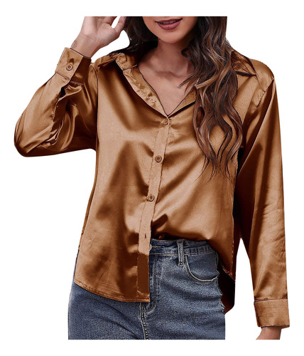 Blusa I A La Moda Para Mujer, Cuello Vuelto, Manga Larga, Cu