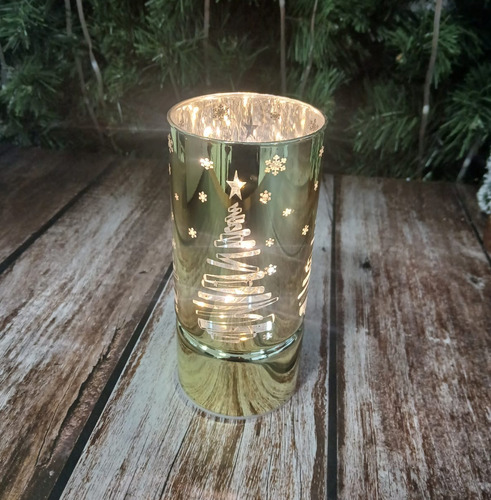 Luz Velon Cilindro Pesebre Navidad Decoracion Navideña Luces Luces Dorado