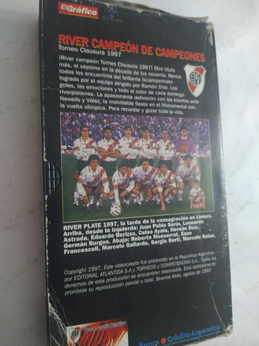 Vhs Pal N River Campeón Clausura ' 97 Duración 60 Minutos (Usado)