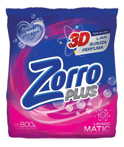 Jabón en polvo Zorro Matic Clásico floral antibacterial bolsa 800 g