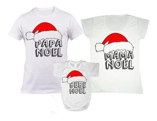 Pack 2 Remera + Body Papá Mamá Bebe Familia Noel Navidad