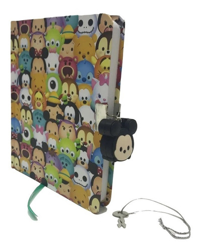 Libreta Diario Tsum Tsum Disney Pasta Dura Candado Mickey Mo