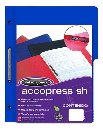 Pack 10 Folder Con Broche Accopress Sh Carta Azul Obscuro