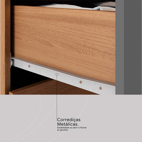 Armario De Cozinha Select Com 6 Portas E 2 Gavetas Cor Amendola/grafito