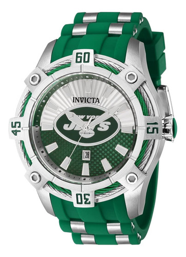 Reloj Para Hombre De Los New York Jets Con Esfera Verde, Mov