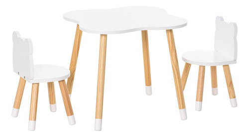 Mesa Y Silla De Niños De Madera Qaba Ideal Para Artes, Linda