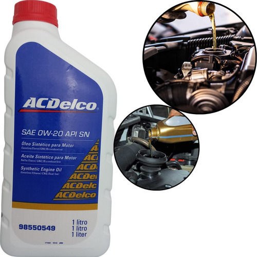 1 Litro Óleo De Motor Sintético Sae 0w20 Api Sn Acdelco