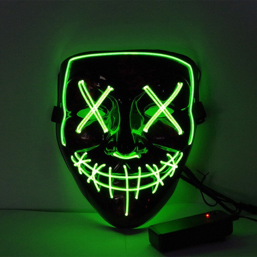 Mascara Neon Led Balada Carnaval Brilha Fantasia Cosplay Cor Verde-escuro The Purge