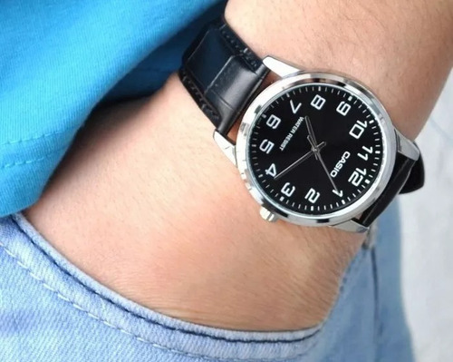 Relógio Casio Masculino Couro Preto Mtp-v001l-1budf Original Nota Fiscal