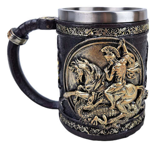 Caneca São Jorge Resina Decorativa Peça De Coleção