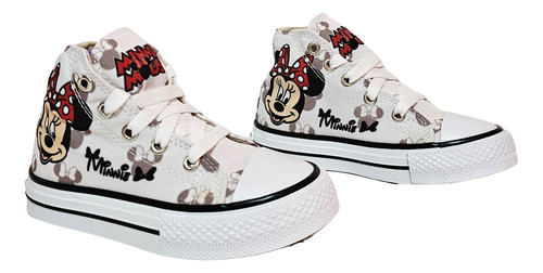 Tenis Botin De Tela Para Niña Minnie Mouse Con Agujetas
