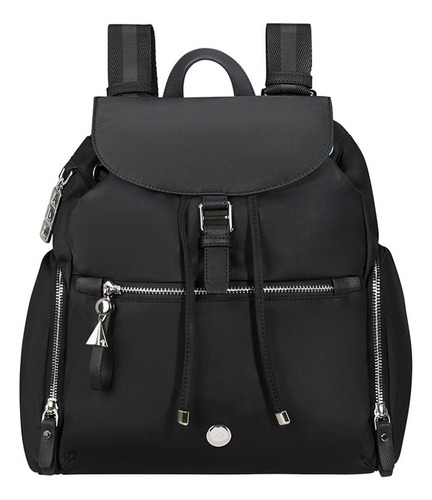 Mochila Samsonite Karissa Evo Mochila 3 Pkt 1 Buckle Black Color Negro Diseño de la tela Liso