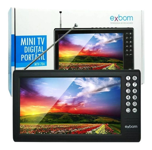 Tv Portátil Digital Tela 7 Hd Bateria Sd Av Usb Fm Mp3 Vídeo