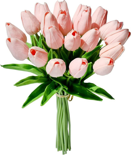 20 Tulipanes, Flores Artificiales Mandys - Rosado.
