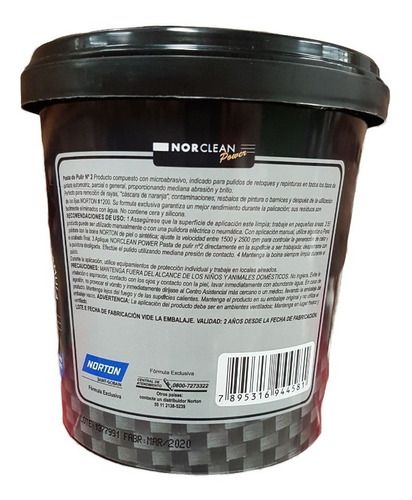 Imagen 2 de 3 de Masilla/pasta De Pulir Nº 2 Norton Norclean Power 1 Kg Gamix