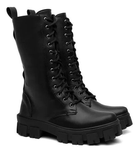 Bota Feminina Montaria Cano Longo Com Ajuste Promo o Preta