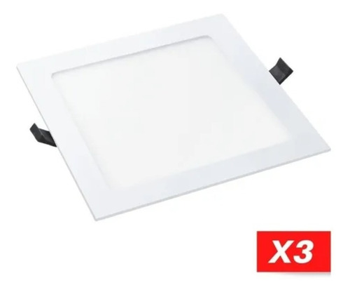 Pack X3 Panel Luz Led 12w Embutir Aplique Plafon Cuadrado
