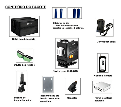 Nivel láser de líneas Deko LL12-GTD 30m