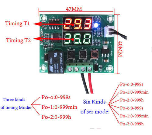 Controlador De Temperatura Del Termostato W1219 Dc 12v Dual