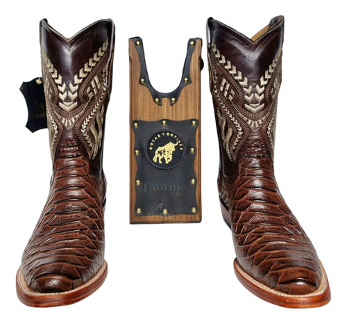 Bota Vaquera Oval Imit Piton Con Sacabotas 100% Piel Taurino