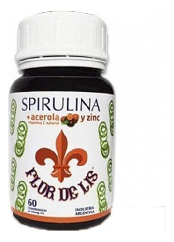 Spirulina + Acerola Y Zinc Bogado X 60 Cprs Flor De Lis Sabor Sin Sabor