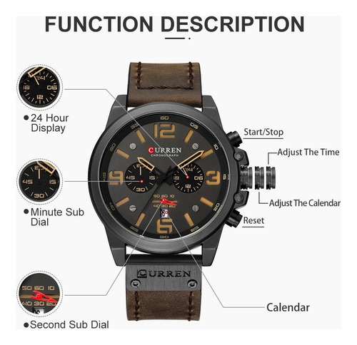 - Reloj Masculino Curren Technos 8314 Negro Y Amarillo