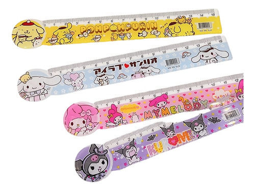 Regla Sanrio Hello Kitty Kuromi  18 Cm Regalo 4 Pcs