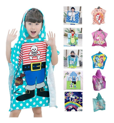 Pack 12 Toalla De Baño Playa Nadar Capucha Niños Diseños