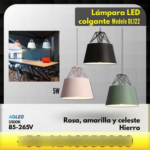 Lampara Led Colgante 5w Amarillo 3k Ac85-265v Iron 300 Dl122