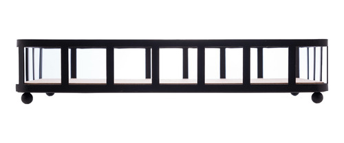 Bandeja De Metal Com Fundo Mdf Retangular Preto Fosco Preto