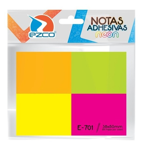 Notas Adhesivas Ezco 38x50 Neon - Libreria Jr