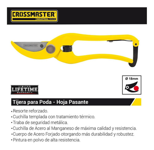 Imagen 2 de 4 de Tijera Para Poda Hoja Pasante 200mm Crossmaster 9937876