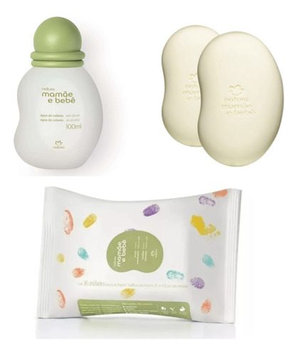 Kit Mamãe E Bebê Natura, Colônia 100ml + Sabonete + Lençinho