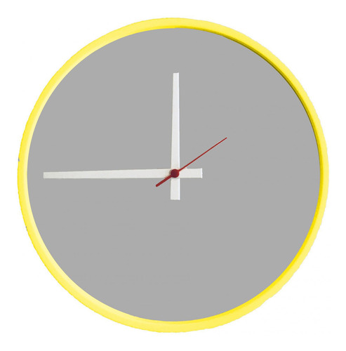 Relógio Round Amarelo/cinza Matt Ponteiro Branco 50cm