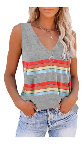 Camiseta Verano Para Mujer Manga Cuello V Retazo Moda Blusa