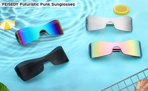 Feisedy, Gafas De Sol Envolventes Futuristas Sin Montura A L