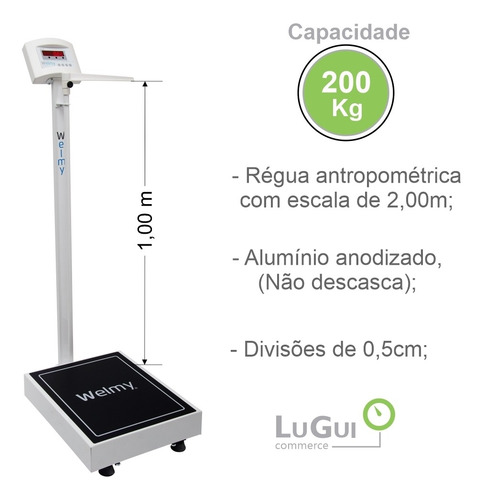 Imagem 3 de 6 de Balança Digital Para Adultos Até 200kg Welmy W200/100