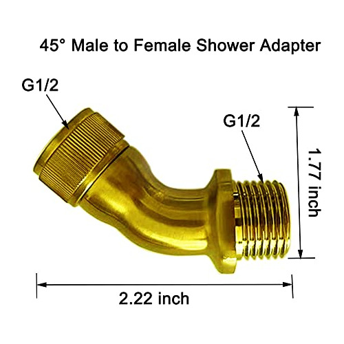 Adaptador De Codo Dorado Ducha, G1/2 Macho Hembra, Cone...
