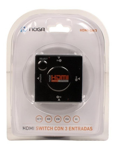 Imagen 3 de 7 de Data Switch Hdmi Noganet 3 Hdmi In 1 Hdmi-sw3 Manual 1080p