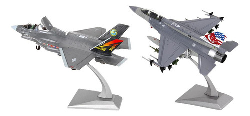 2x 1/72 F-35b + F16d Fighter Diecast Model & Stand
