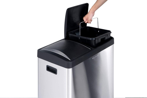 Step N' Sort El Cubo De Basura Y Reciclaje De Acero Inoxidab