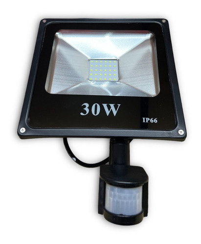 Foco Reflector Led Negro Con Sensor 30w